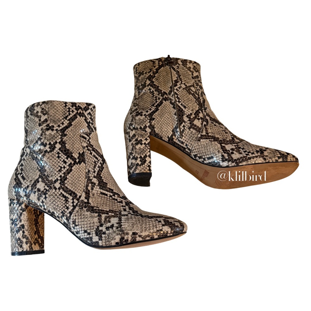 Matiko Snakeskin Ankle Boots Size 37 6.5 | Block Heel | Chic Statement - Picture 6 of 15